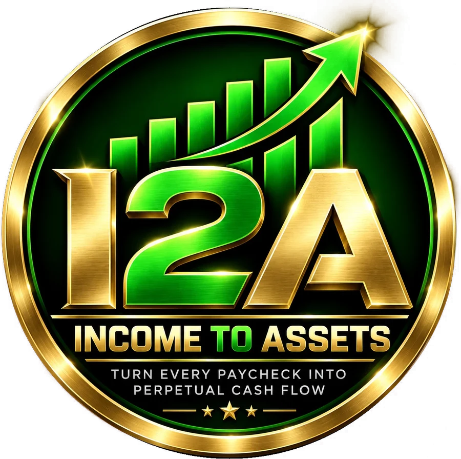 I2A Income to Assets logo: Turn every paycheck into perpetual cash flow